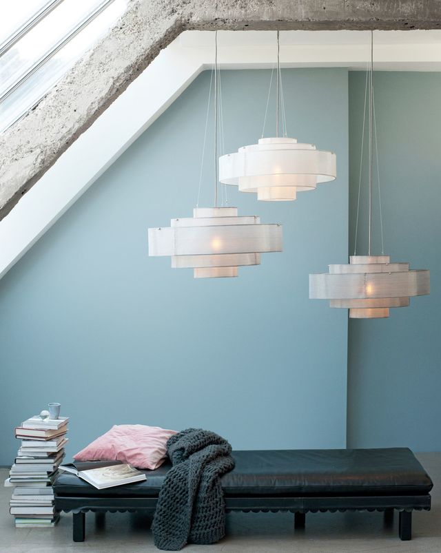 Suspensions Cloud Shade, en acier inoxydable, abat-jour amovible, de diam. 65 x H 32 cm à diam. 129 x H 63 cm, à partir de 4 841,60 euros, Ochre.