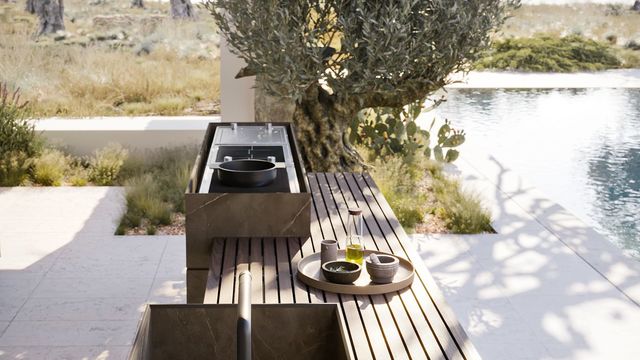 Modulnova : sa nouvelle cuisine outdoor s'intègre dans le paysage