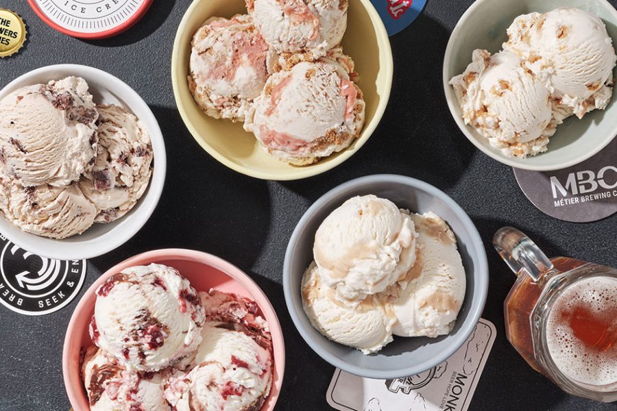 beer flavored ice cream scoops and beer