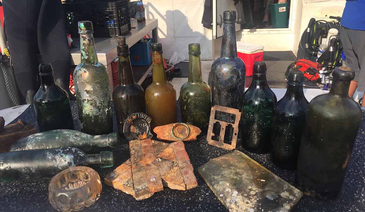 shipwreck beer bottles salvaged