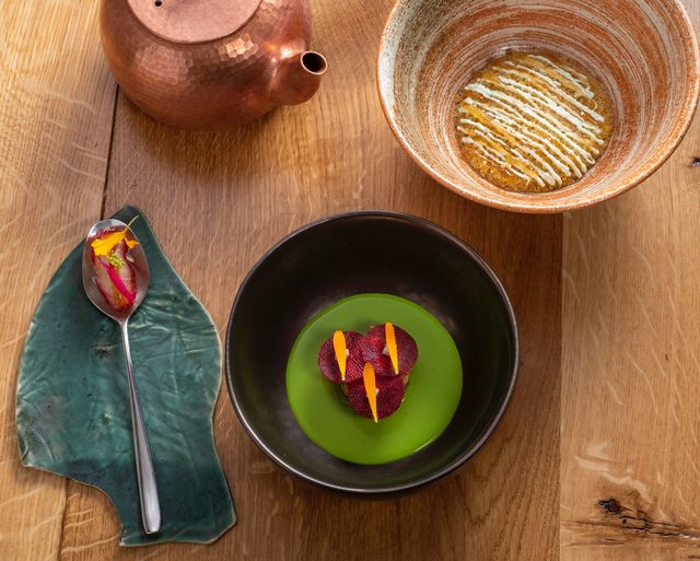 L'un des plats du chef Alexandre Mazzia dans son restaurant AM à Marseille.